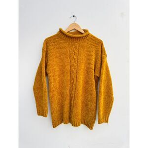 Jennifer Moore Mustard Chenille Cable Knit Sweater Size M